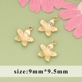 Three 9mm golden stainless steel daisy flower charms for jewelry making and DIY crafts - Five-Petal Round Center Flower Style (MH2802)