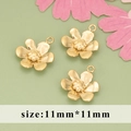 Three 11mm matte gold stainless steel daisy charms for DIY jewelry making - Six-Petal Honeycomb Center Flower Style (MH2803)