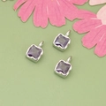 Three purple square zircon charms with silver settings for DIY jewelry making - Silver / Purple (07B)