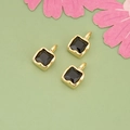 Three-piece set of square black zircon pendants with gold-plated frames for DIY jewelry - Gold / Black (08A)