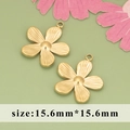 Golden stainless steel daisy flower pendants 15.6mm for necklaces and bracelets - Five-Petal Radial Texture Style (MH2806)