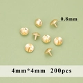 200 pezzi di perni a testa di fungo placcati oro 18K da 4mm con spessore 0,8mm - Perno di Chiusura Rotondo (MH2202A) / 200 Pezzi (4mmx4mm) / Oro