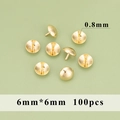 Golden 6mm round metal bead caps with 0.8mm pin for DIY jewelry making 100pcs - Round Sealing Plug Pin (MH2203A)