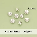Silver 18K gold-plated 6x6mm round stud caps for jewelry DIY, 0.8mm pin, 100pcs set - Round Sealing Plug Pin (MH2203B)