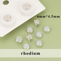 6mm rhodium plated hamburger style earring back with silver rim and clear silicone core - 6mm*4.5mm Style (MF6102B)