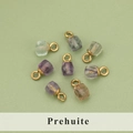 Faceted prehnite and purple natural stone charms with brass rings for DIY jewelry making - Prehnite Pendant (ME1303S)
