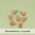 Faceted strawberry crystal pendant with gold ring for DIY jewelry making - Strawberry Crystal Pendant (ME1304S)