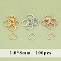 DIY κρίκοι κοσμημάτων 1,0x8mm σε χρυσό, ασήμι και ροζ χρυσό φινίρισμα, 100 τεμάχια - 1.0*8mm Ανοιχτά Κρικάκια (MG9304) / Συσκευασία 100 τεμαχίων / Χρυσός 18K