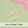 18K gold plated bow zircon curved bar pendant for DIY earring jewelry making, size 25x7mm - Gold Arch (MG5701A)