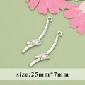 Silver bow pendant with zircon, S-curve jewelry making accessory, size 25mm*7mm - Silver Arch (MG5701B)