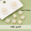 DIY 18K gold plated clover earring backings with white resin inlay, 7mm x 5mm size - 7mm*5mm Style (MF6109A)