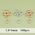 Ανοιχτοί κρίκοι 1.0x6mm σε χρυσό, ασημί και ροζ χρυσό για κοσμήματα DIY, 100τμχ - 1.0*6mm Ανοιχτά Κρικάκια (MG9308)