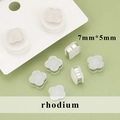 7mm*5mm Rhodium-plated clover jewelry component with frosted white finish for DIY crafts - 7mm*5mm Style (MF6109B)