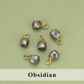 Mini pendentifs en obsidienne taillée avec anneaux dorés pour la création de bijoux DIY - Pendentif en Obsidienne (ME1319S)
