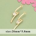 18K gold plated bow zircon curved earring pendant charms, pair size 26mm x 5.8mm - Gold Curve (MG5702A)