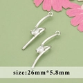 Silver bow-shaped zircon curve pendant for DIY jewelry, size 26mm x 5.8mm - Silver Curve (MG5702B)