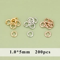 Κρίκοι ανοιχτοί 1,0x5mm σε χρυσό, ασήμι και ροζ χρυσό για κοσμήματα DIY 200 τεμάχια - 1.0*5mm Ανοιχτά Κρικάκια (MG9311)