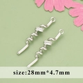 Silver twisted bar pendant with zircon stone for DIY jewelry making, 28mm size - Silver Spiral (MG5703B)