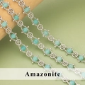 Handgemaakte amazoniet kralenketting met vergulde koperen schakels voor doe-het-zelf sieraden - Amazoniet Zilveren Ketting (C43705B) / 0,5m