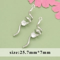 Silver bow spiral earrings pendant with clear cubic zirconia in 25.7mm size - Silver Wave (MG5704B)
