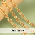 Retro zonnesteen kralen met vergulde koperen ketting voor DIY sieraden maken - Zonnesteen Gouden Ketting (C43706A) / 0,5m