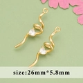 18K gold plated spiral pendant with heart zircon for DIY jewelry, size 26mm x 5.8mm - Gold Heart Spiral (MG5705A)