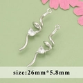 Silver twisted spiral pendant with heart zircon stone for DIY jewelry making 26mm - Silver Heart Spiral (MG5705B)