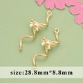 18K gold plated bow pendant with zircon, S-shaped curve DIY jewelry accessory, 28.8mm - Gold Bow (MG5706A)