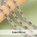Zilveren kralenketting met natuurlijke paarse amethist voor het maken van sieraden - Amethist Zilveren Ketting (C43707B) / 0,5m