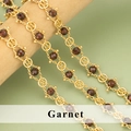 Granaat kralenketting met in elkaar grijpende dubbele lussen in 18K verguld koper - Granaat Gouden Ketting (C43708A) / 0,5m
