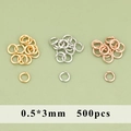 Ανοιχτοί κρίκοι κοσμημάτων DIY 0.5x3mm σε χρυσό, ασημί και ροζ χρυσό σετ 500 τεμαχίων - 0.5*3mm Ανοιχτά Κρικάκια (MG9318)