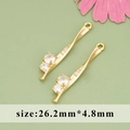 18K gold plated twisted S-bar pendant with sparkling zircons for DIY jewelry making - Gold Twisted Bar (MG5707A)