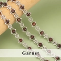 Handgemaakte zilveren kralenketting met natuurlijke gefacetteerde granaat edelstenen - Granaat Zilveren Ketting (C43708B) / 0,5m