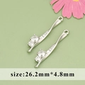 Silver-plated zircon bow S-shaped pendant charms for DIY earrings set of two - Silver Twisted Bar (MG5707B)