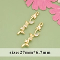18K gold plated rose flower pendant with cubic zirconia for DIY jewelry making 27mm - Gold Rose (MG5708A)