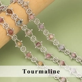 Toermalijn kralenketting met verzilvering voor doe-het-zelf sieraden en armbanden - Toermalijn Zilveren Ketting (C43709B) / 0,5m