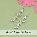 Silver rose bud pendant with clear zircon inlay and size dimensions on light green background - Silver Rose (MG5708B)