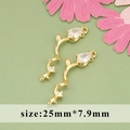 18K gold-plated floral earring pendant with zircon drop, size 25mm by 7.9mm charm - Gold Floral (MG5709A)