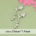 DIY silver floral vine pendant with zircons and 25mm long bowknot line for jewelry - Silver Floral (MG5709B)