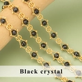 Handgemaakte vergulde koperen ketting met zwarte kristallen kralen voor DIY-sieraden - Zwarte Kristallen Gouden Ketting (C43711A) / 0,5m