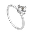 Elegante anillo de corona plateado con un gran circón solitario brillante - US 5 / Plateado