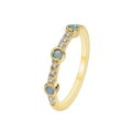 Vergoldeter Ring mit abwechselnden blauen Opalsteinen und weißen Zirkonia Akzenten - Größe 9 / Camo Zirkonia Stil / Gold