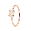 Anillo minimalista chapado en oro para mujer con acabado en oro rosa pulido y opale óvalo - US 7 / Rosa oro