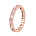Elegante anillo de banda chapado en oro rosa con brillantes circonitas rectangulares - US 5 / Rosa oro