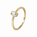 Elegante anillo de oro con circonita rectangular visto desde un ángulo de 45 grados - US 6 / Dorado Zircón