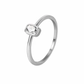 Anillo de plata francés con circonita rectangular transparente y engaste de bisel - US 5 / Oro Blanco Zirconia