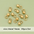 Polished 4mm gold stainless steel round bead pendants with closed loops, 10 pieces set - Round Bead Pendant (MH6206)