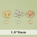 Closed jump rings set in 18k gold, silver, and rose gold finish for DIY jewelry making - 1.0x8mm (50 Pieces/Pack / MH6001) / 18K Gold