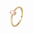 Anillo minimalista francés con banda dorada y piedra de circón rosa rectangular - US 5 / Color Dorado Circonita Rosa