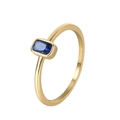Anillo de oro minimalista con una circona azul rectangular de talla esmeralda - Dorado Circonita Azul